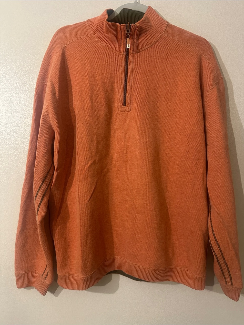 Autumn Tommy bahama Men's Orange Quarter-Zip Sweater Sz XL